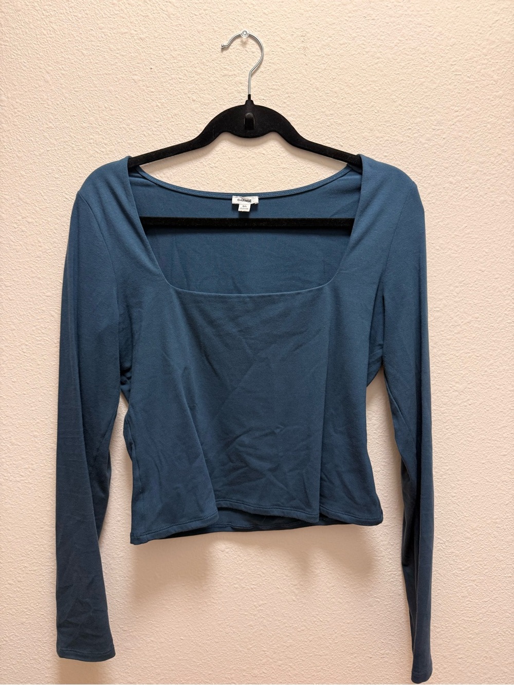 Garage Square Neck Long Sleeve Top - Blue